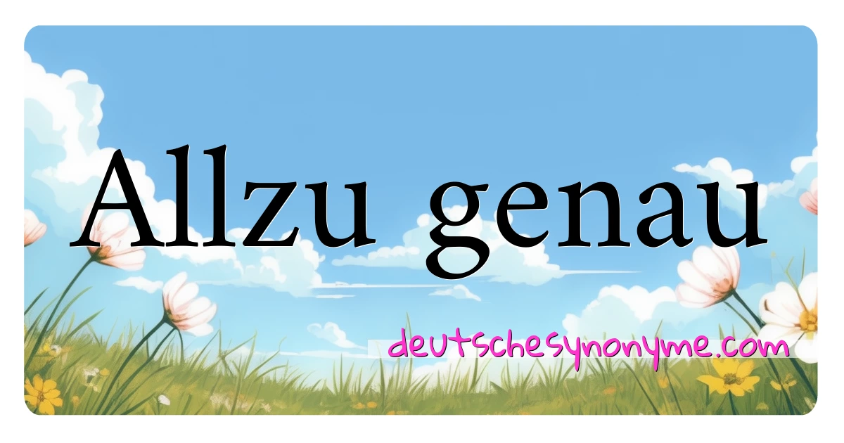 Allzu genau Synonyme Kreuzworträtsel bedeuten Erklärung und Verwendung